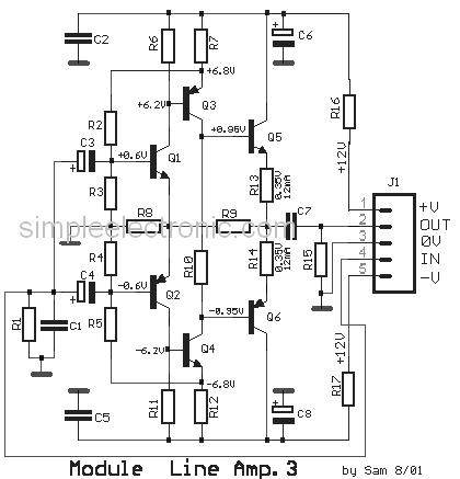 low impedance simple preamplifier – Circuit Schematic