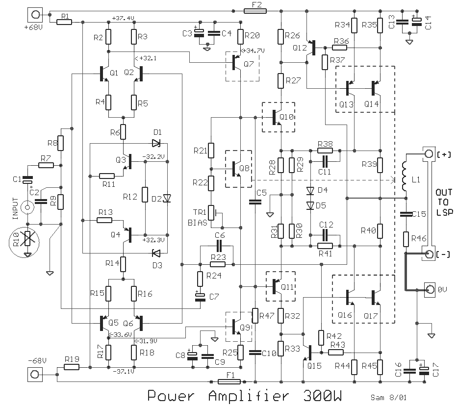 high power amplifier 300w circuit – Circuit Schematic