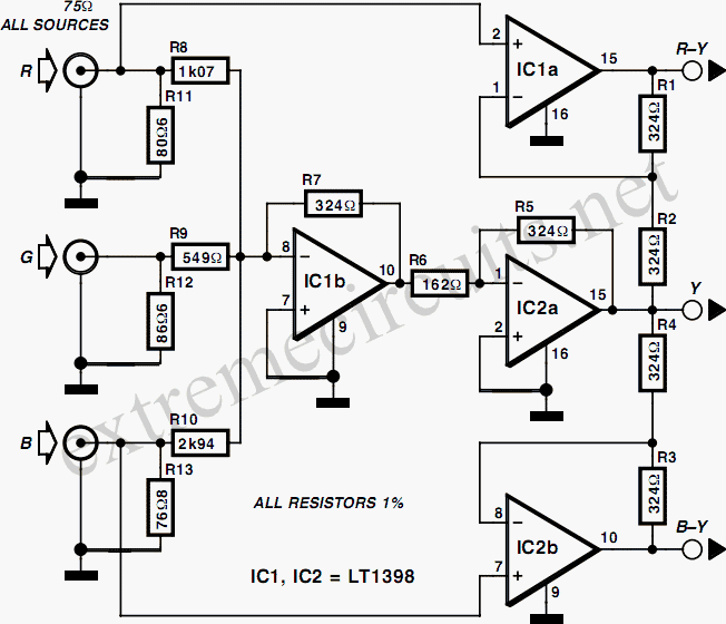 RGB To Color Difference Converter – Circuit Schematic