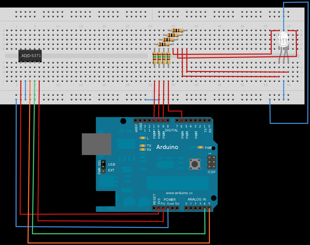 rgb color sensor on arduino circuit