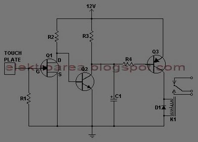touch switch circuit with 3 transistors circuit