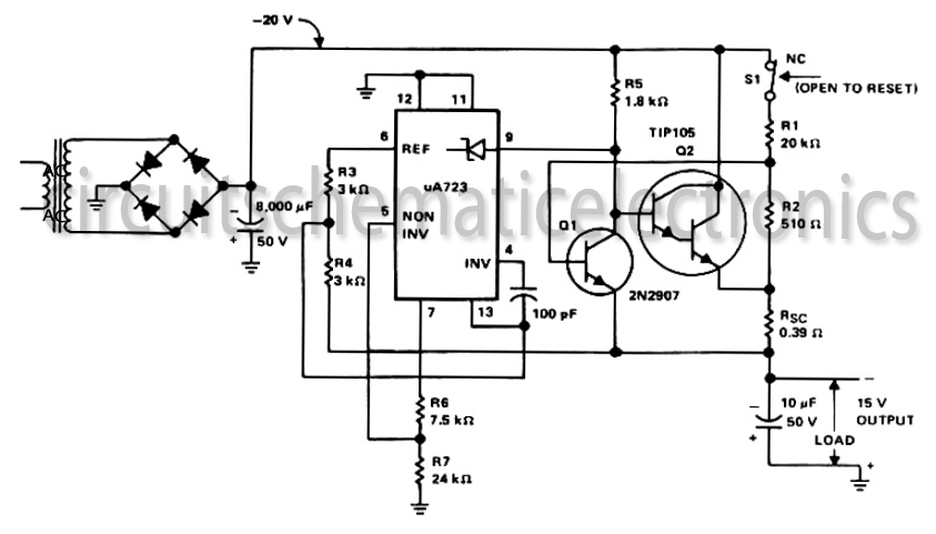 -15 Volt output regulated power supply circuit Schematic Diagram – Circuit Schematic
