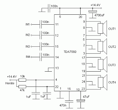 tda7560 4 x 50 watt bridge