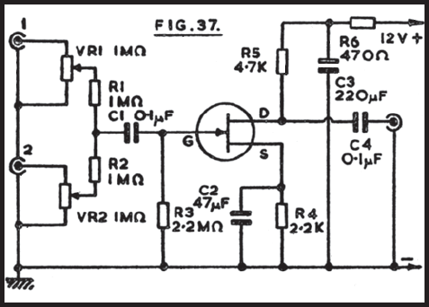 Two Channel Audio Mixer – Circuit Schematic