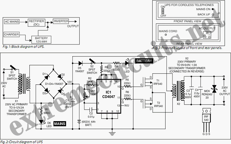 UPS For Cordless Telephones circuit