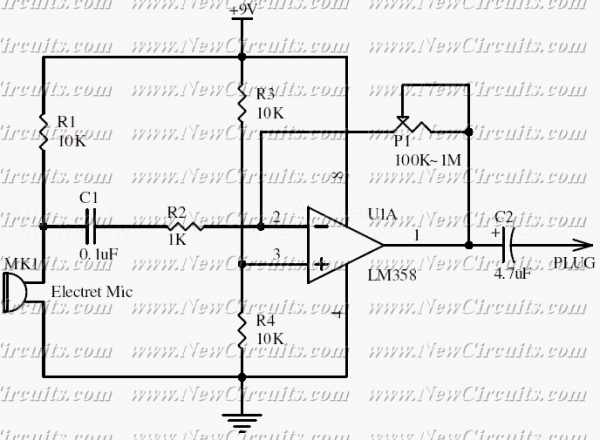Electret Microphone Preamplifier circuit