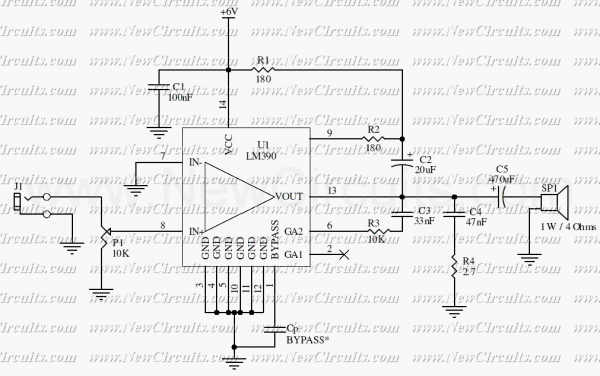 LM390 Bass Amplifier circuit