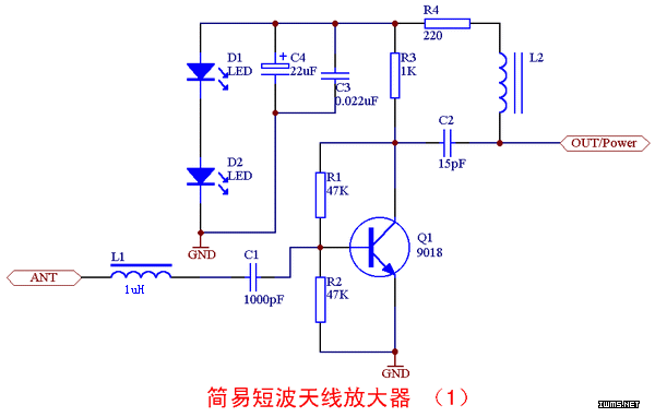 A simple and effective short-wave antenna amplifier circuit
