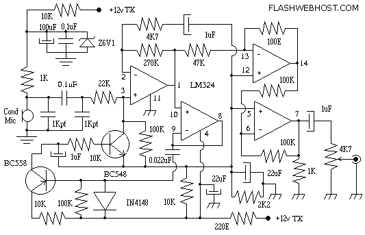 Microphone Amplifier  Modulator for 7 MHz SSB Transceiver circuit