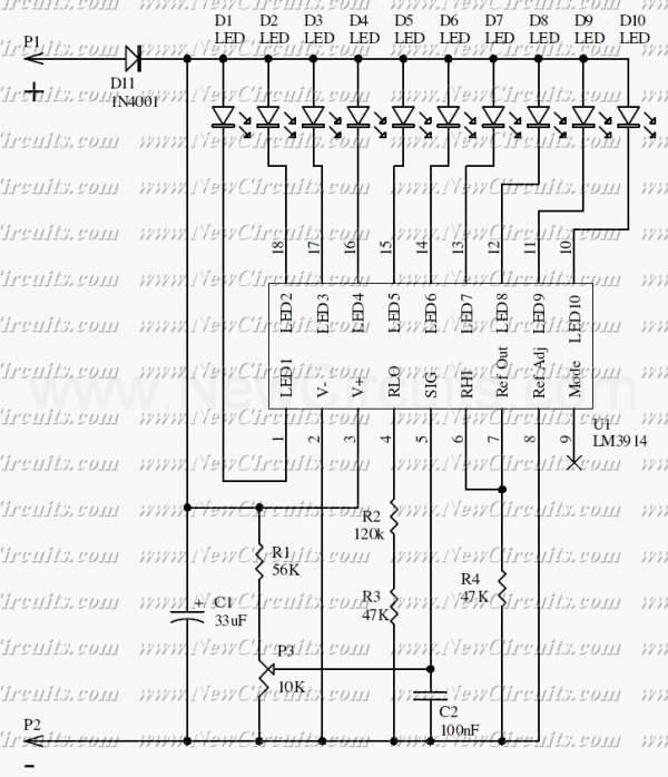 12V Led Car Battery Monitor circuit