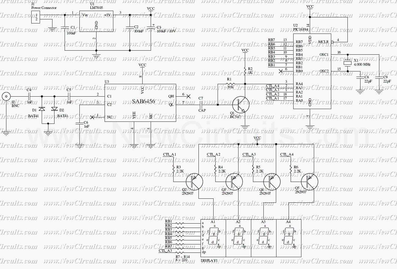 70 MHz to 1 GHz Frequency Counter circuit