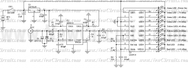 LED RF Signal Strength Meter circuit