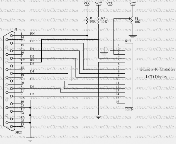 LCD Module Control with PC circuit