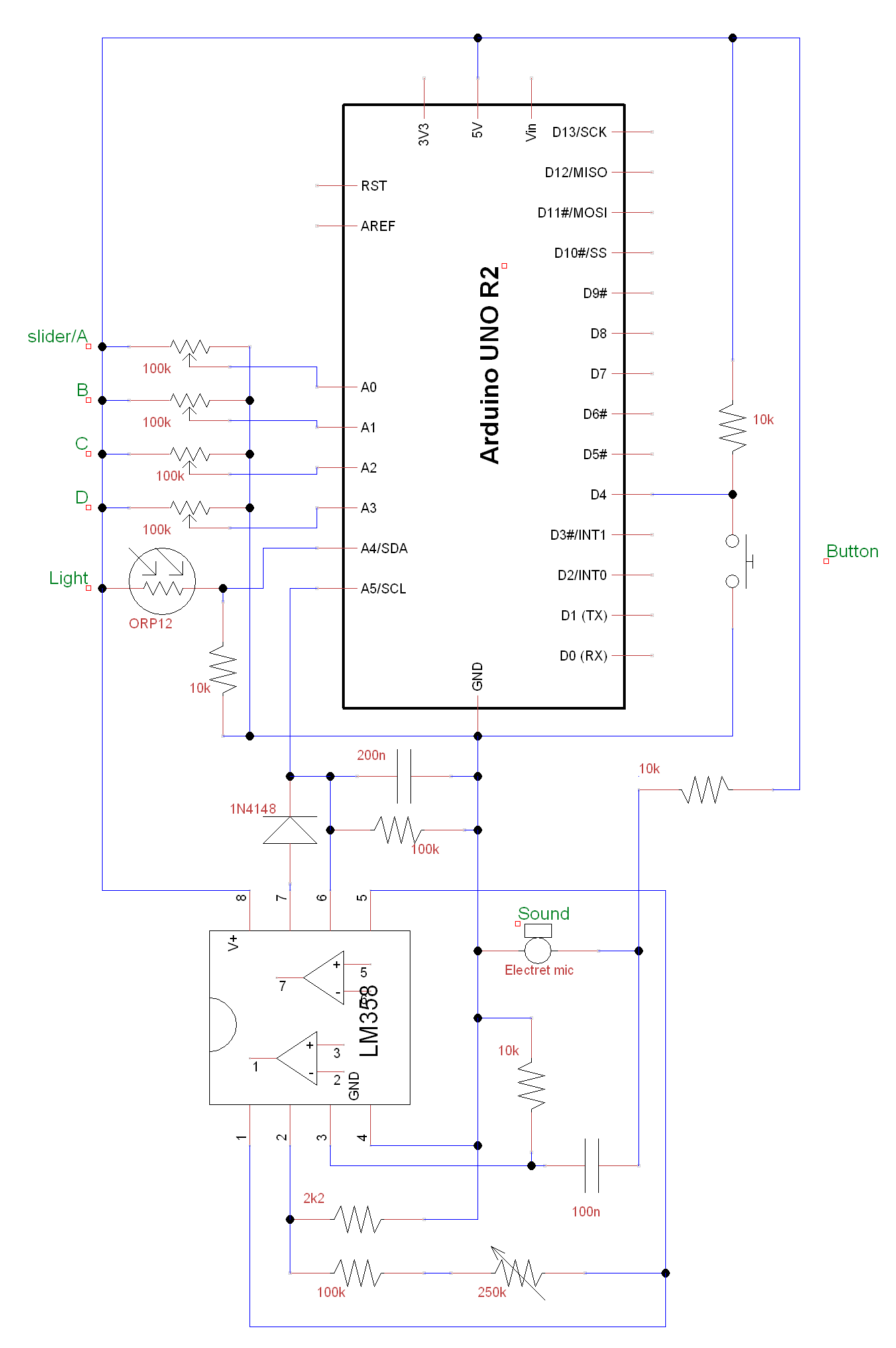 ScratchBoard Emulator using Arduino Uno circuit