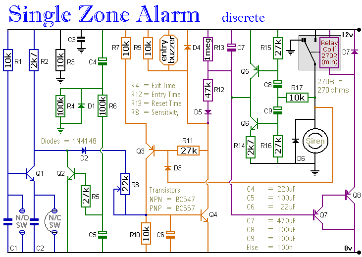 A Transistor Based Single Zone Alarm circuit