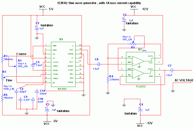 Adjustable HighLow Frequency Sine wave generator circuit