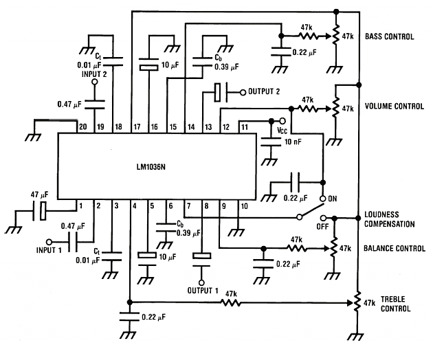 Bass-treble tone control circuit