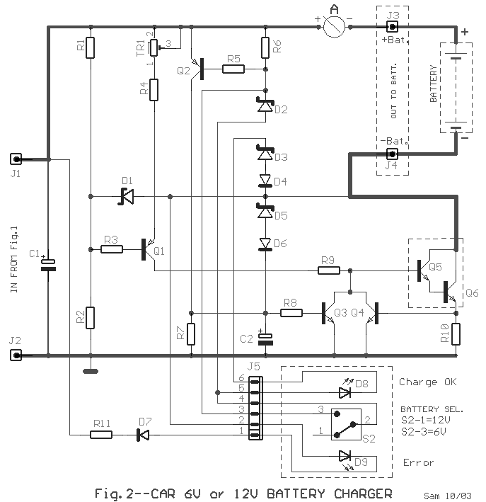 Car Battery 6V or 12V charger circuit