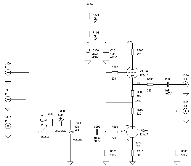 Clarinet Vacuum Tube Linestage circuit