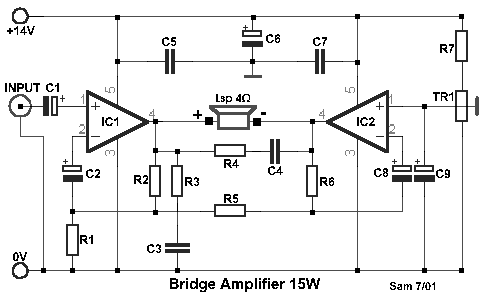 Collection of Little Bridged Power Amplifiers circuit