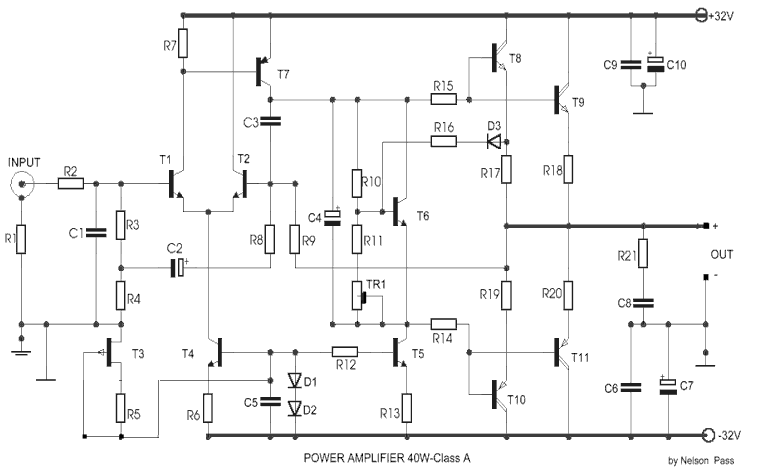 Power Amlifier 40W Class A circuit