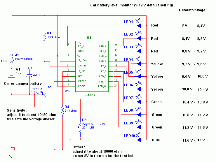 Simple but reliable car battery tester circuit