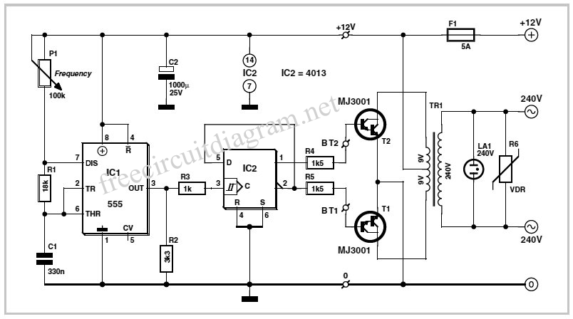12V Inverter Circuit Using 4013 circuit