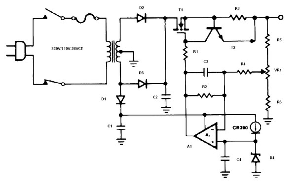Battery charger or Power Supply 14 volt 4 ampere circuit