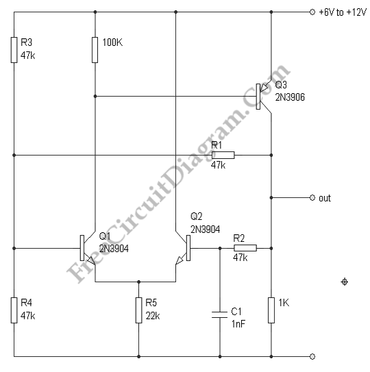 20 kHz Astable Multivibrator with Transistors – Circuit Schematic