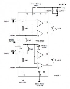 2x22W Car Audio Amplifier Circuit