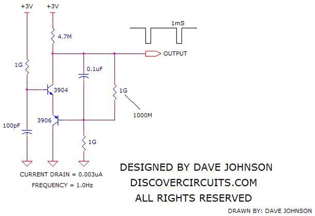 Ultra Low Current Oscillator – Circuit Schematic
