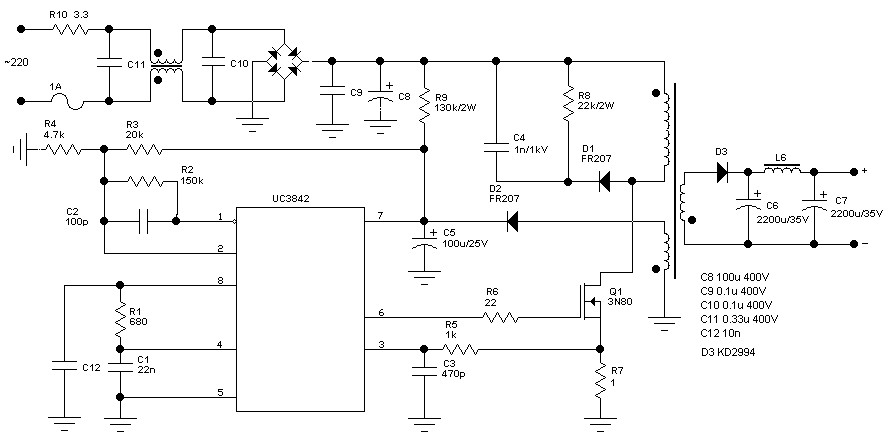 60 W Switching power supply circuit