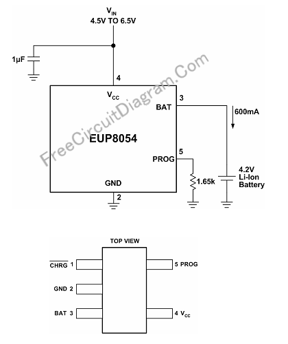 Stand Alone 600mA Li-ion Battery Charger circuit