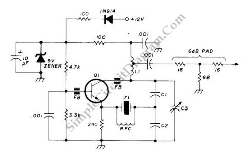 90-125 Mhz Crystal RF Oscillator circuit