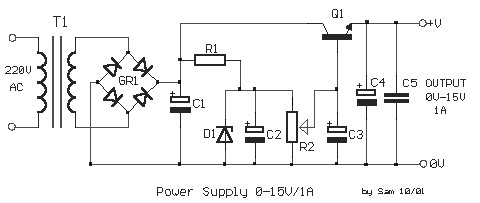 Adjustable Regulated Power Supply 0-15V – Circuit Schematic