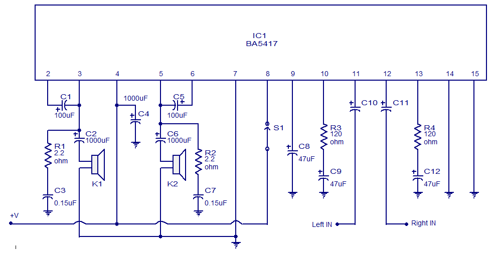 25 w stereo power amplifier circuit – Circuit Schematic