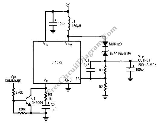 Basic Flash Memory Programming Voltage Supply – Circuit Schematic