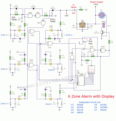 Circuit Diagram 6 zone alarm independent circuit