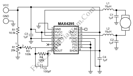 Motor-Speed Control Employs Class-D Power Amplifier – Circuit Schematic