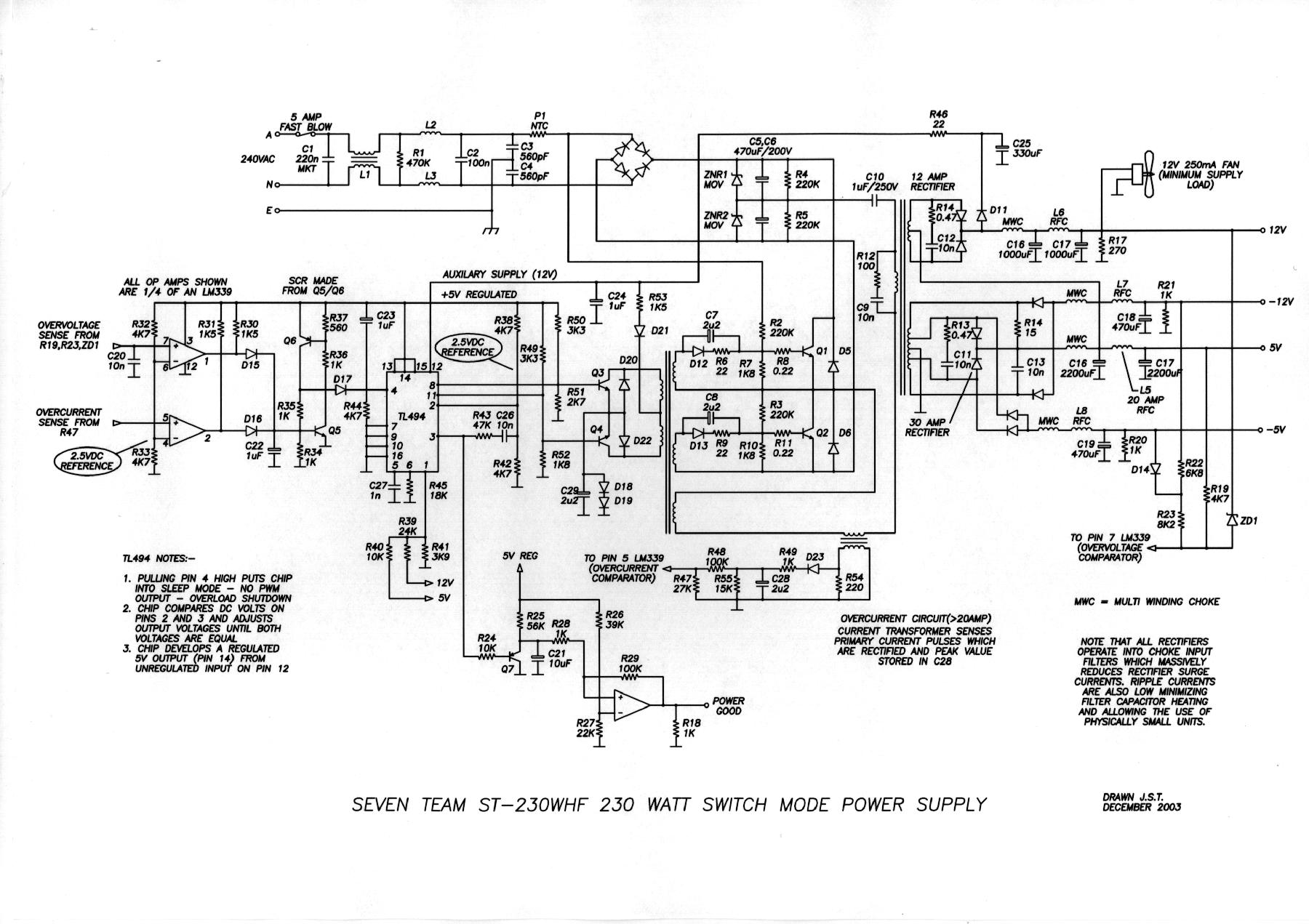 Computer Power Supply Circuit – Circuit Schematic