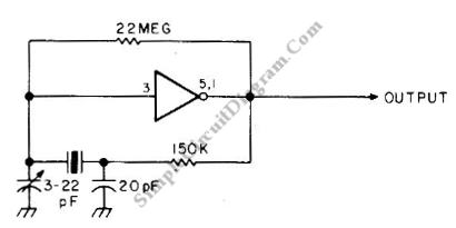 Crystal Oscillator with CMOS Inverter – Circuit Schematic