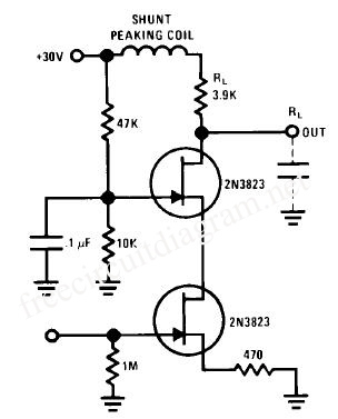 FET Cascode Video Amplifier – Circuit Schematic