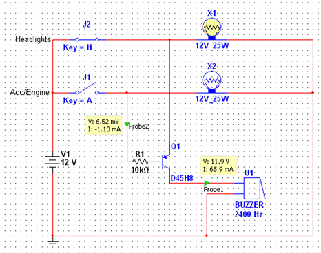 Headlight Alarm Circuit – Circuit Schematic