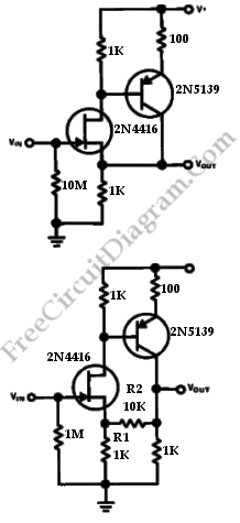 High Impedance Low Capacitance Buffer/Amplifier – Circuit Schematic