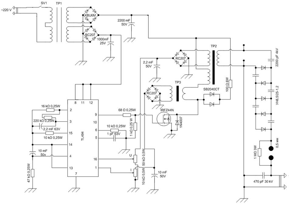 High Voltage Power Supply scheme – Circuit Schematic