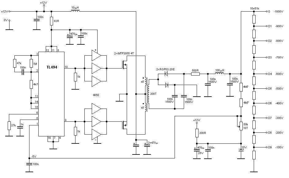 High voltage stable power supply – Circuit Schematic