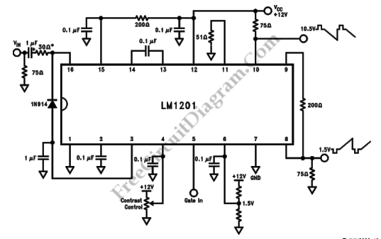 LM1201 Video Amplifier with Balanced (Bi-Phase) Output – Circuit Schematic