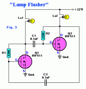 lamp flasher circuit with mosfet irf511 circuit