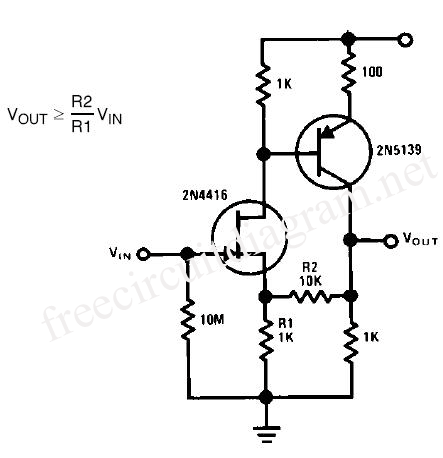 Low Capacitance High Impedance Amplifier Circuit – Circuit Schematic