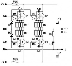 Amplifier Circuit using MOSFET Output Stage circuit